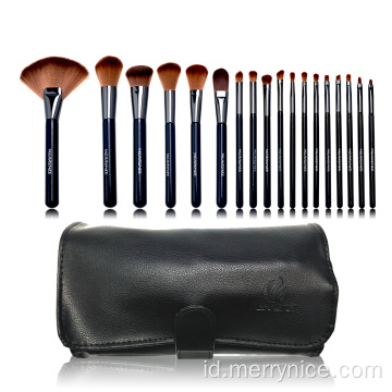 Koleksi brush profesional 18pc dengan tas PU hitam